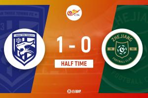 半场-三镇1-0浙江 卡迪斯头球建功汪士钦姜利勋染黄